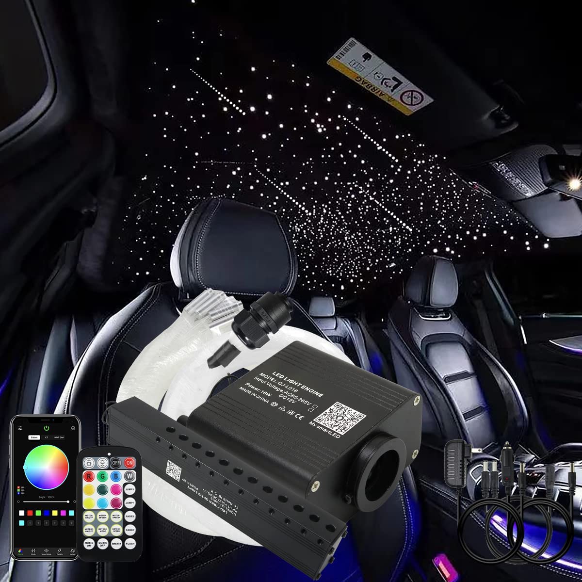 16W Smart Twinkle+RGBW Rolls Royce Headliner Lights with Shooting Stars for Car, Truck, SUV or Yacht, Boat | SanliLED.shop