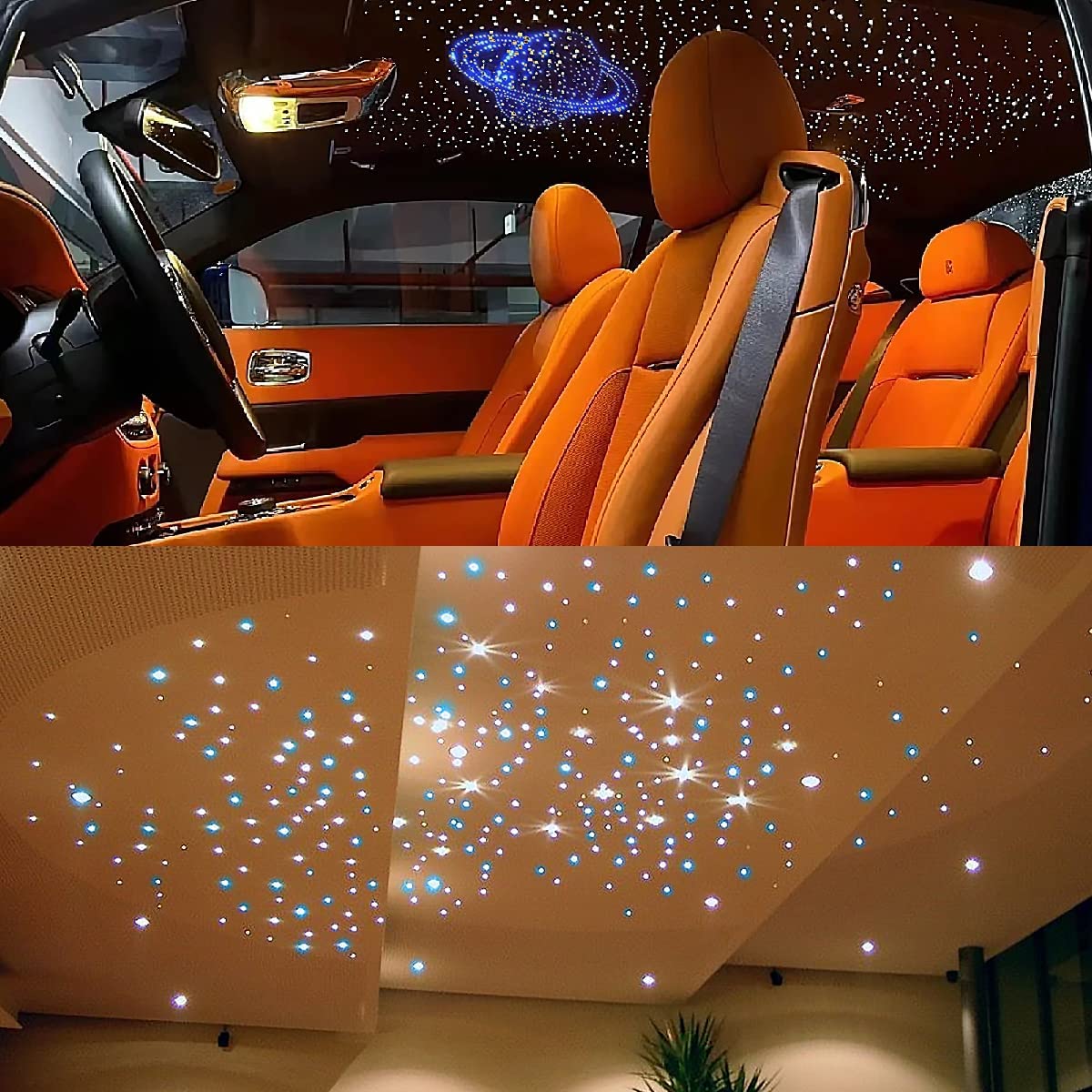 2*16W Dual Color Rolls Royce Star Ceiling Kit with Colorful Shooting Star for Car Truck SUV or Home Theaters