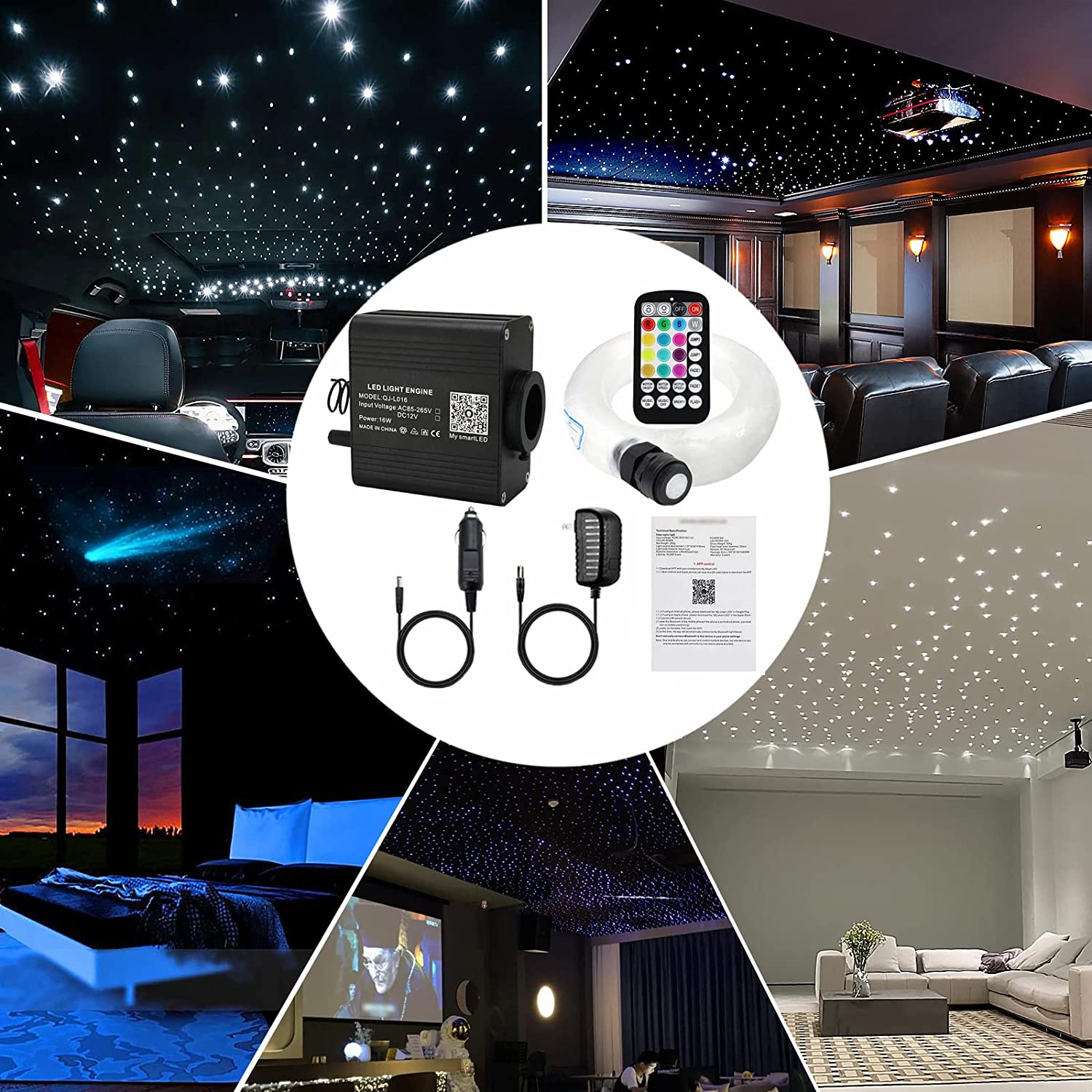 2*16W Dual Color Rolls Royce Star Ceiling Kit with Colorful Shooting Star for Car Truck SUV or Home Theaters | SanliLED.shop