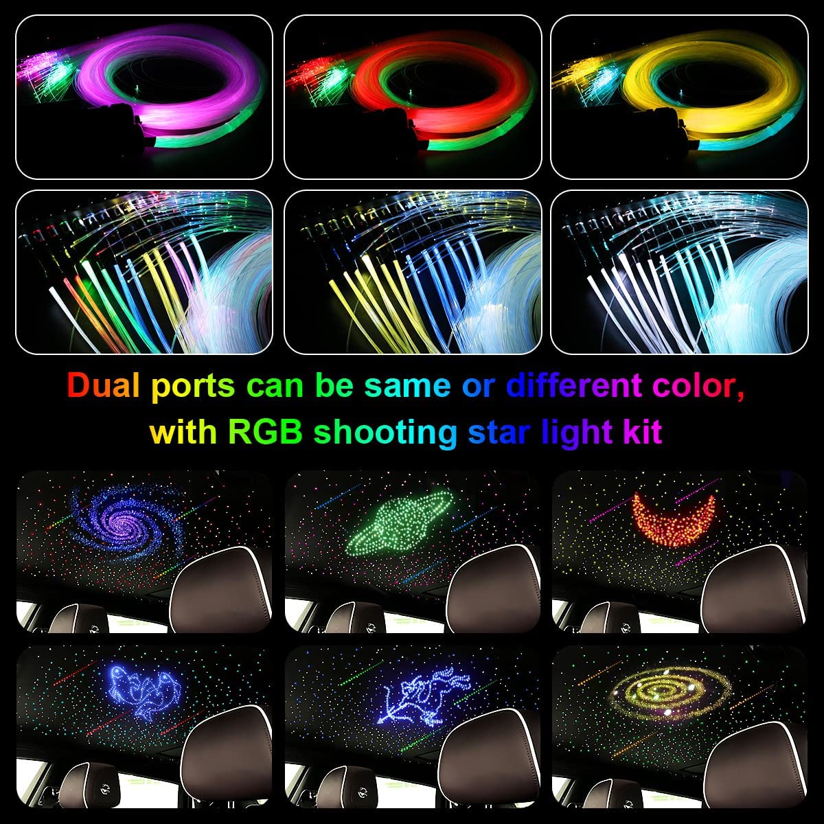 2*16W Dual Color Rolls Royce Star Ceiling Kit with Colorful Shooting Star for Car Truck SUV or Home Theaters