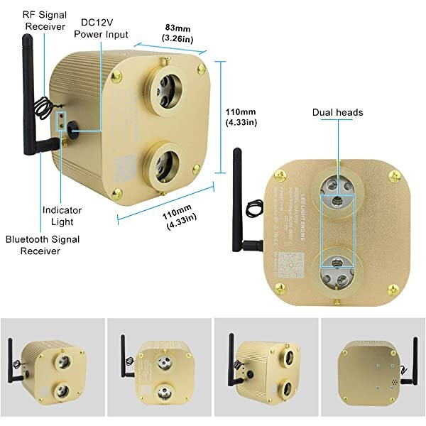 2x10W Twinkle RGBW Fiber Optic LED Illuminator for Starlight Car Kit with Bluetooth & RF Control